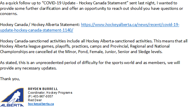 HAB UPdate Cancelled Hockey